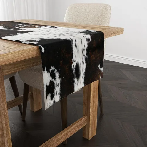 YCness Camino de mesa con estampado de vaca, estilo occidental, estampado de piel de vaca marrón, estilo occidental, decoración de mesa para el