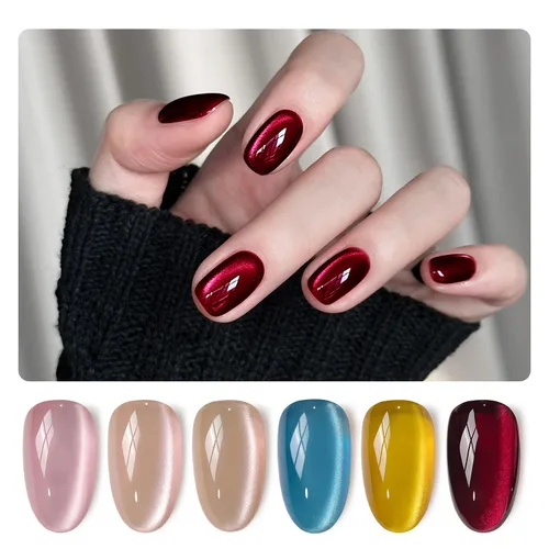 Miniatura 19 de GAOY Juego de esmaltes de uñas de gel con purpurina de ojo de gato con imán y galaxia colorida para ojos de gato holográficos, manicura de gel
