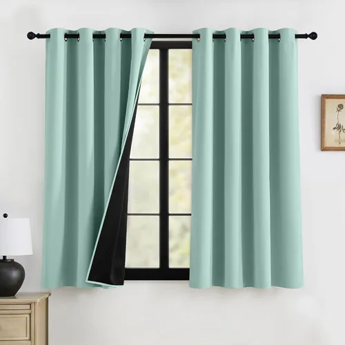 Miniatura 39 de RYB HOME Cortinas opacas grises de 63 pulgadas de largo para dormitorio, cortinas de ventana 100% opacas con aislamiento térmico y reducción
