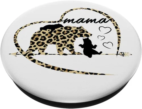 Miniatura 2 de Cute Trendy Mama Bear con 2 cachorros Cheetah Print Heart Design PopSockets PopSockets PopGrip: agarre intercambiable para teléfonos y tabletas
