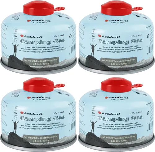 Hotdevil Recipiente de combustible de isobutano de 100 gramos para estufa de camping Recipiente de combustible de butano y propano para camping
