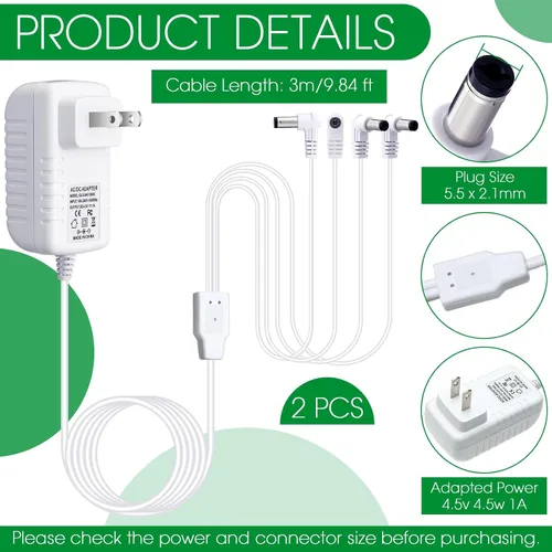 Miniatura 2 de Umigy 2 adaptadores de corriente de 4.5 V compatibles con accesorios iluminados Lemax, adaptador de corriente CA y CC para luces de pueblo