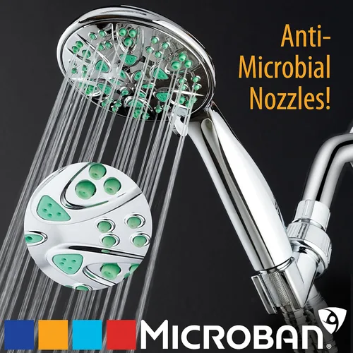 Miniatura 4 de AquaDance Antimicrobiano – Regadera de mano antiatasco de alta presión con 6 ajustes con boquilla Microban protegida contra el crecimiento de moho