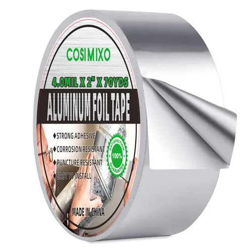 Miniatura 9 de Cinta adhesiva de papel aluminio plateado COSIMIXO 4.0 mil x 2 pulgadas x 20 yardas, resistente, sellado y parcheado de alta temperatura, perfecta