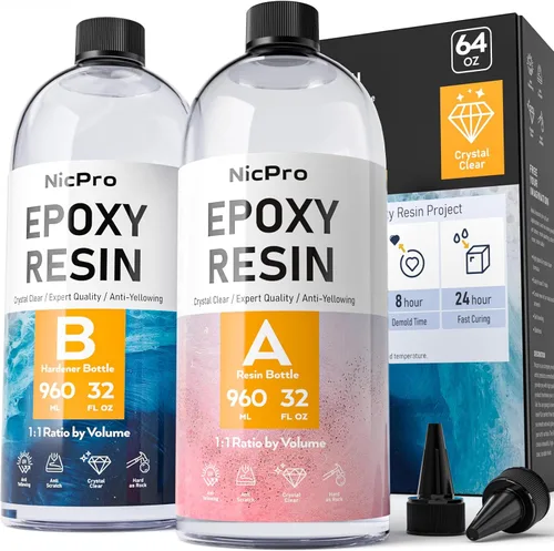 Miniatura 7 de Nicpro Kit de resina epoxi transparente de 1 galón, sin amarillamiento y sin burbujas, resina segura para alimentos para revestimiento y fundición