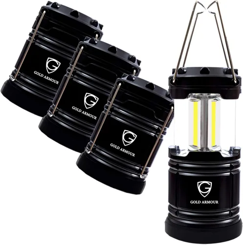 Gold Armour Linterna de campamento, linternas LED alimentadas por batería, kits de supervivencia para cortes de energía, huracán, emergencia,