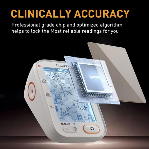 Miniatura 3 de yuwell Monitor de presión arterial del brazo superior Grado médico, máquina BP para uso doméstico 2 usuarios, lecturas de 99 x 2, manguito