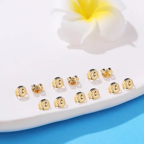 Miniatura 5 de 12 piezas de repuesto para aretes de plata de ley 925, hipoalergénicos, seguros y con cierre de oreja para tachuelas, color dorado