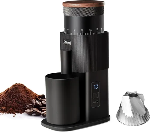 Wirsh Geimori T38 - Molinillo de café eléctrico portátil, con batería de 3600 mAh y ajuste continuo para expreso, vertido, prensa francesa, dosis