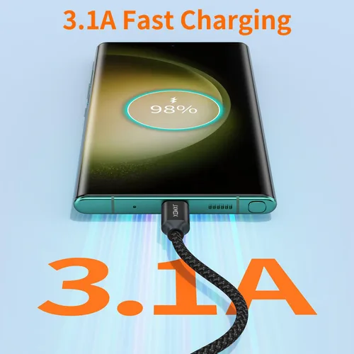 Miniatura 2 de JXMOX Cable USB tipo C (paquete de 2 unidades de 6.6 pies), USB-A a USB C 3A, cable de carga rápida compatible con iPhone 15 16 Pro Max, Samsung