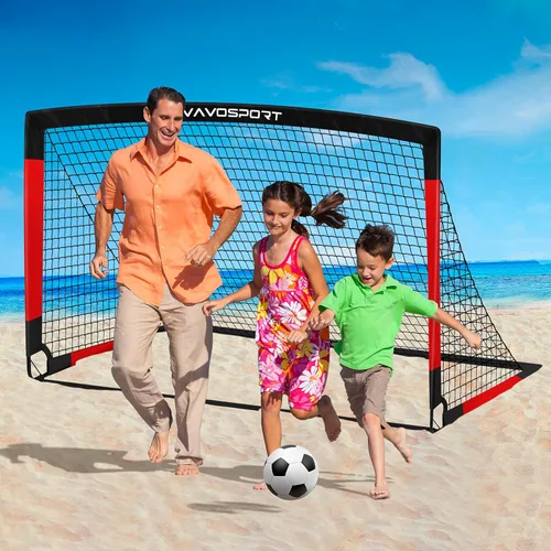 Miniatura 7 de VAVOSPORT Juego de porterías de fútbol para niños para patio trasero, 2 redes portátiles de 4 x 3 / 6 x 4 pies, mini equipo de entrenamiento