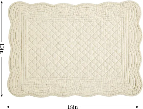 Miniatura 2 de HOMBYS Juego de 4 manteles individuales acolchados rectangulares lavables para mesa de cocina, 100% tela de algodón, manteles individuales Lino
