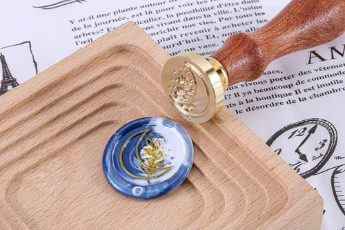 Miniatura 6 de Yoption Sello de sello de cera de hoja con luna, sello botánico vintage para invitaciones de boda, sobres de embalaje de regalo