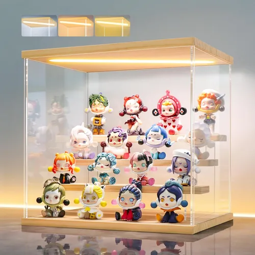 Miniatura 34 de LANSCOERY vitrina acrílica con iluminación LED, caja de exhibición de 5 niveles para coleccionables y figuras de acción, organizador transparente a