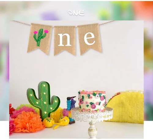 Miniatura 2 de Cartel de cactus para silla alta para primer cumpleaños, color verde, unisex de 78 pulgadas (solo ancho), pancarta de fiesta de cumpleaños Cactus ONE
