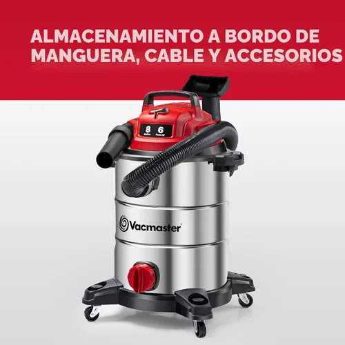 Miniatura 6 de Vacmaster Aspiradora húmeda/seca de acero inoxidable de 5 galones* 4 HP de pico - VOC508S 1101