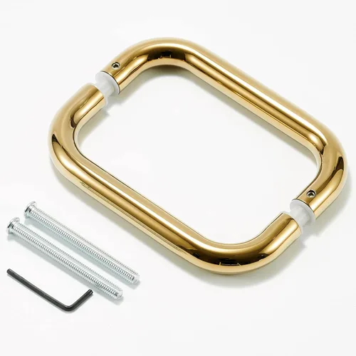 Miniatura 5 de Ranbo Manija tubular de puerta de ducha de oro pulido de 6 pulgadas (CTC), manijas de 3/4 pulgadas de diámetro con arandelas de metal, para vidrio