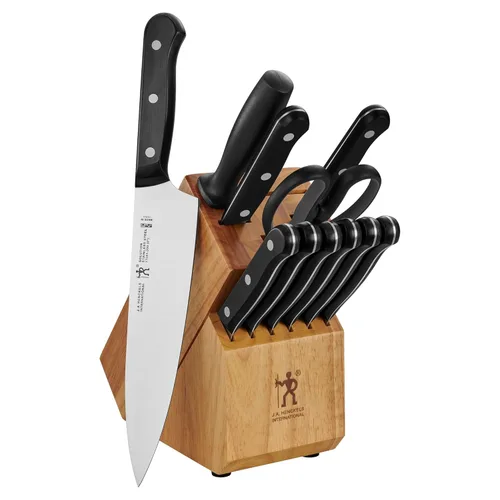 Miniatura 14 de HENCKELS Solution - Juego de 15 cuchillos ultraafilados con bloque, cuchillo de chef, cuchillo de pan, cuchillo de carne, ingeniería alemana Negro