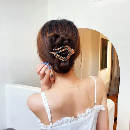 Miniatura 3 de 2 pinzas para el cabello con forma de corazón para cola de caballo, pasadores elegantes para mujeres, accesorios para el cabello rizado (celosía)