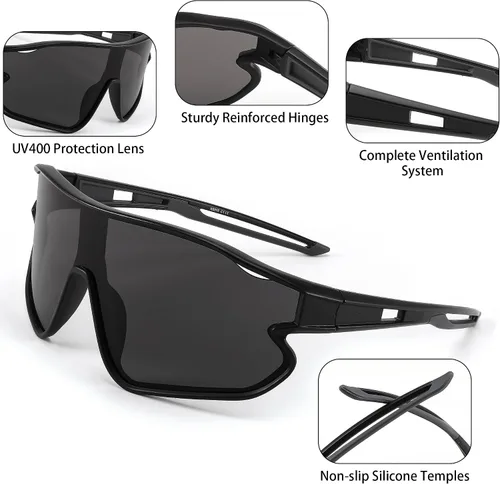 Miniatura 5 de FEISEDY Gafas de sol unisex para jóvenes, gafas de sol de béisbol y tenis, UV400 deportivas para niños y niñas, pantallas de ciclismo B4064
