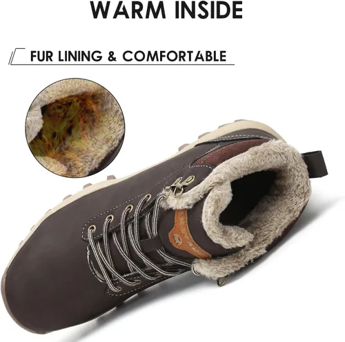 Miniatura 4 de Botas de senderismo para mujer y hombre, forro cálido, botas de nieve para exteriores, antideslizantes, resistentes al agua