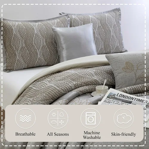 Miniatura 4 de Stratford Park Snuggle - Juego de ropa de cama de 6 piezas, color gris, King, 100% poliéster