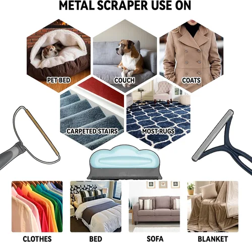 Miniatura 5 de Kit de eliminación de pelo de mascotas, paquete de 3 unidades portátil para perros y gatos, removedor de pelo de ropa reutilizable para sofás, Azul