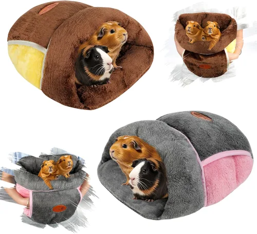 Miniatura 12 de YUEPET Cama de conejillo de indias, cueva de abrazo, forro polar cálido, ropa de cama acogedora para la casa, cojín para dormir, jaula nido