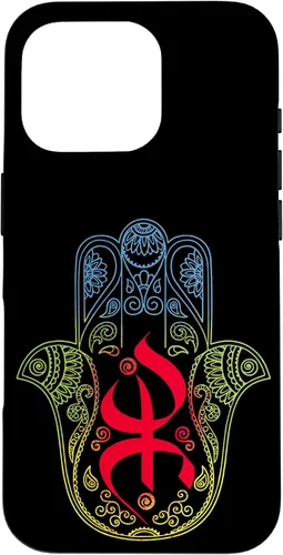 Miniatura 20 de Funda para iPhone 13 Pro Max Khamsa Amazigh Berber con símbolo de Yaz con colores vibrantes de la bandera