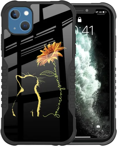 Miniatura 8 de Funda compatible con iPhone 13/14, a prueba de golpes, arañazos, diseño Kawaii de gato, color negro