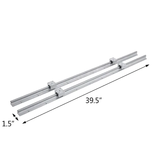 Miniatura 2 de Happybuy SBR12 4 SBR12UU Juego de 2 rieles lineales, de 39.37 pulgadas. Soporte de riel lineal. Guía lineal para rodamientos ranurados de 0.78