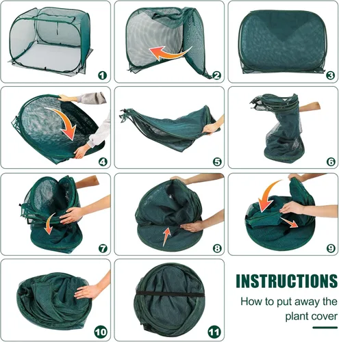 Miniatura 5 de ANC POP Paquete de 3 cubiertas de malla desplegable para plantas, 40 x 40 x 30 pulgadas, protector de plantas para jardín elevado y cama de flores