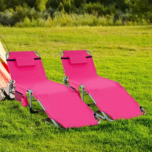 Miniatura 15 de Tangkula Sillón de playa, silla de bronceado plegable al aire libre con agujero para la cara/brazo, 2 asas de transporte, almohada, respaldo Azul