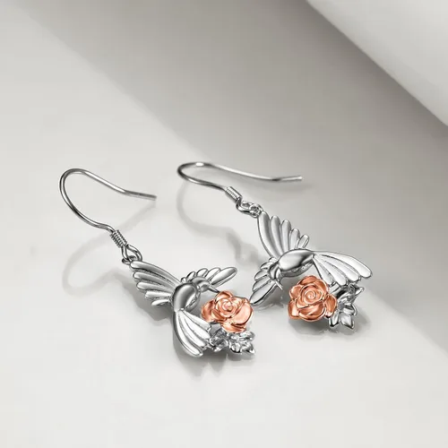 Miniatura 45 de POPKIMI Bonitos aretes colgantes de animales, joyería de animales, regalos de cumpleaños y Navidad para mujeres, aretes de ópalo de cristal de plata