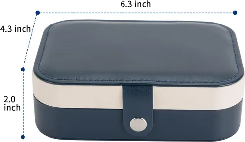 Miniatura 7 de Smileshe Joyero, estuche de viaje portátil pequeño de piel sintética, organizador de 2 capas, cajas de almacenamiento para anillos, aretes