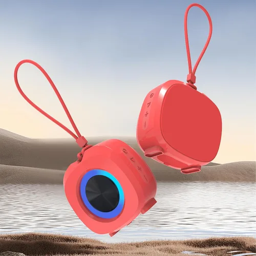 Miniatura 5 de PEICHENG - Bocina pequeña portátil Bluetooth inalámbrica impermeable IPX5 para ducha, sonido estéreo fuerte con graves profundos, emparejamiento Rojo