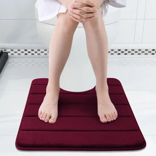 Miniatura 3 de Buganda - Tapete de espuma viscoelástica para baño con contorno en forma de U, antideslizante, absorbente, grueso, suave, lavable, para base