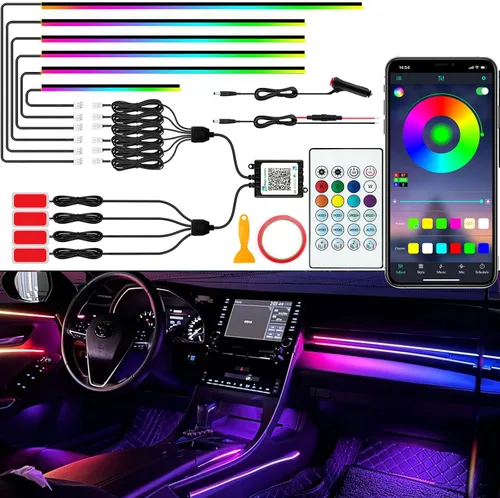 Miniatura 8 de Luces LED para interiores del automóvil, luces LED de acrílico RGB Dream Color para automóvil, kits de iluminación ambiental con aplicación
