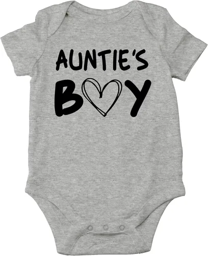 AW Fashions Auntie's Boy - Body para bebé, divertido y lindo traje para bebé, adorable mameluco para recién nacido Gris (Sports Grey)