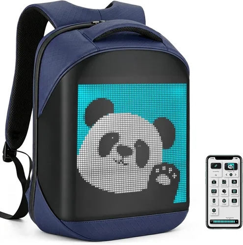 Miniatura 8 de Mochila para laptop con pantalla programable, mochila LED para laptop con control de aplicación, bolsa LED impermeable, viajes, mochila
