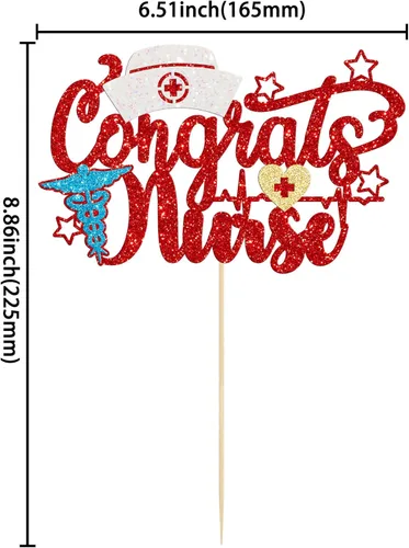 Miniatura 2 de Gyufise 1 decoración para pastel de enfermería con tapa de enfermera, purpurina roja de enfermería, selección de pastel de graduación, tema médico