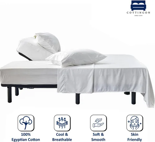 Miniatura 2 de Cottingon Juego de sábanas de 4 piezas de tamaño King con cabezal flexible, sábanas divididas de 34 pulgadas para camas ajustables con números