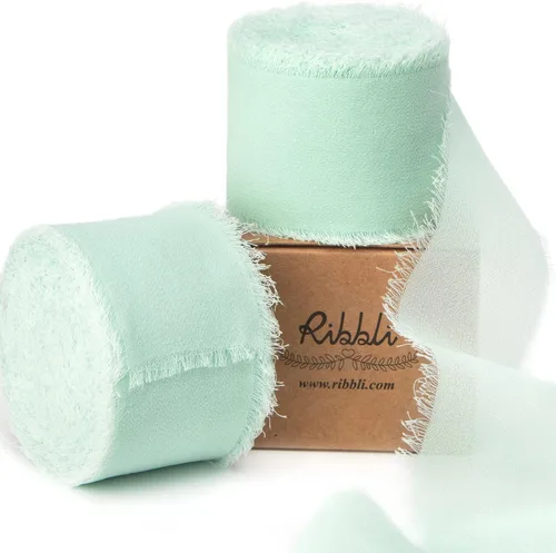 Miniatura 49 de Ribbli Cinta de Gasa Azul Marino Profundo de 1-1/2 pulgadas x 20 Yardas Cinta de Seda de Gasa con Flecos Hecha a Mano, Cinta Azul para Invitaciones