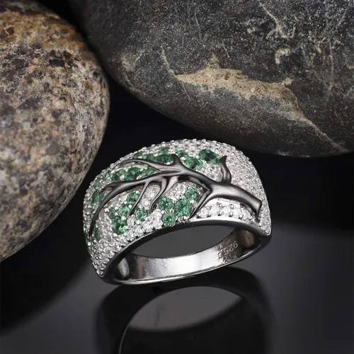 Miniatura 3 de Santuzza Anillo de plata de ley 925 con circonita cúbica y ramas de árbol para mujer