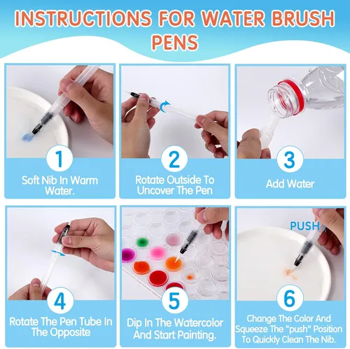 Miniatura 7 de Pintura de acuarela, juego de pintura de acuarela lavable de 48 colores con un pincel, un pincel de agua recargable y una paleta, juegos de pinturas