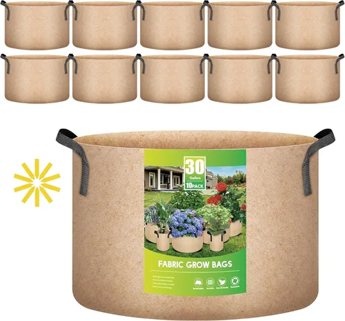 Miniatura 12 de iPower Paquete de 10 bolsas de 3 galones para plantas de tela no tejida gruesa resistente para cultivo de papas, contenedor duradero con aireación