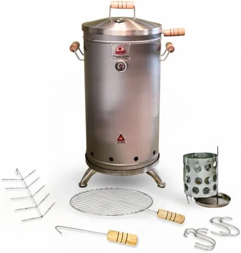 Miniatura 11 de Parrilla vertical 2 en 1 para ahumar (16 libras) - Acero inoxidable 304 de alta calidad - Termómetro y ventilación para barbacoa de carbón Barril