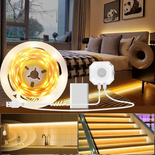 Miniatura 9 de Daymeet Luces con sensor de movimiento para debajo de la cama, tira de luces LED RGB activadas por movimiento de 9.8 pies con temporizador de Varios