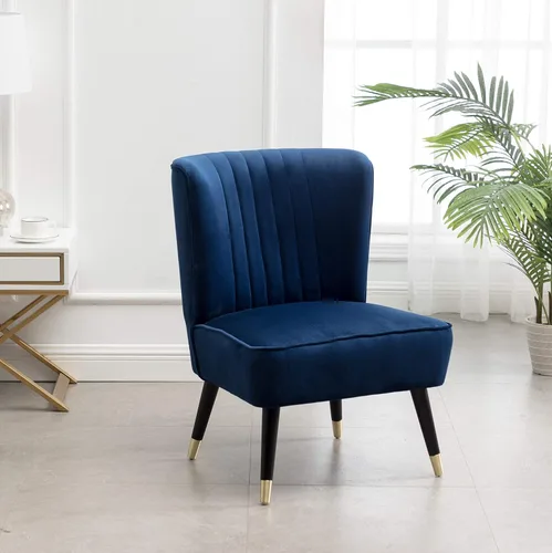 Elon Silla decorativa tapizada de terciopelo contemporáneo, color azul