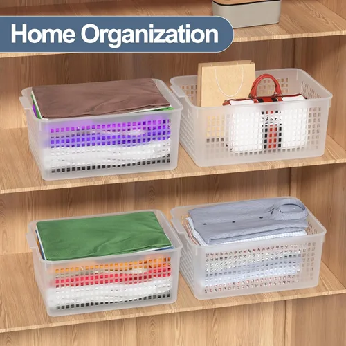 Miniatura 7 de Cesta grande de plástico para organización, juego de 3, transparente